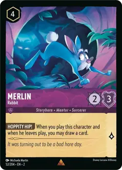 💫Merlin - Rabbit 52/204 Rare Non Foil Disney Lorcana - Rise Of The Floodborn - Image 1