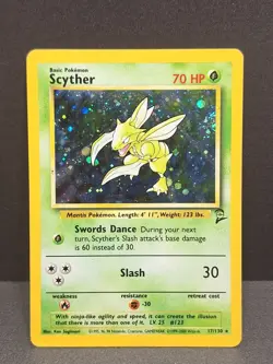 Holo Scyther Pokemon Card Base Set 2 Unlimited Rare 17/130 Vintage Sugimori 2000 - Image 1