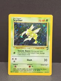 Holo Scyther Pokemon Card Base Set 2 Unlimited Rare 17/130 Vintage Sugimori 2000 - Image 2