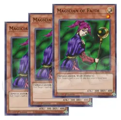 Yugioh - Magician of Faith x 3 - 1st Edition NM - Plus Free Holographic Card - Image 1