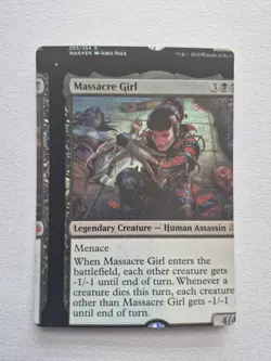 Massacre Girl Rare Foil War of the Spark NFC Miscut MTG - Image 1