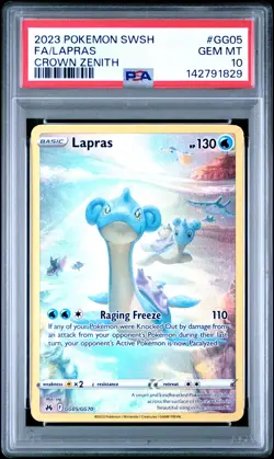 2023 Pokemon Sword And Shield Crown Zenith Lapras Fa Full Art PSA 10 #GG05 - Image 1