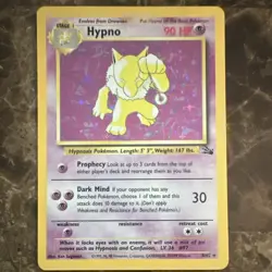 Pokemon TCG Hypno Fossil 8/62 Unlimited Holo Rare 1999 90 HP Stage 1 English LP - Image 1