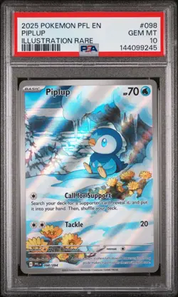 PSA 10 PIPLUP #098 ILLUSTRATION RARE 2025 POKEMON PFL EN PHANTASMAL FLAMES - Image 1