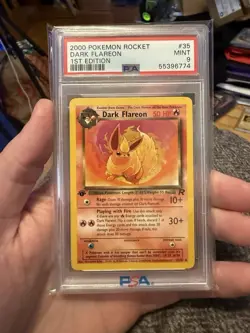 First Edition 2000 Pokemon Rocket 35/82 Dark Flareon PSA Mint 9 Non Holo - Image 1
