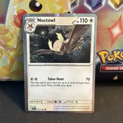 Pokemon – Noctowl 127/162 – Temporal Forces – Cosmos Foil Promo Card Swirl - Image 1