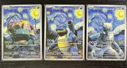 Pokemon Fan Art Starry Night Van Gogh. Mewtwo, Blastoise, Venasaur NM - Image 1