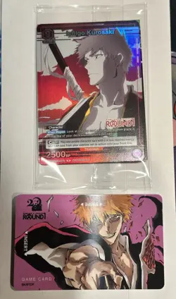 Round 1 x Bleach Game Card and Ichigo Kurosaki Union Arena Sealed Promo Card - Image 1