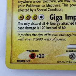 Pokemon Card: Electivire HOLO 3/130 Diamond and Pearl D&P Base Set Rare PL - Image 3