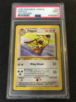 PSA 9 MINT Pidgeot 24 Jungle 1st Edition Pokemon Card - Image 1