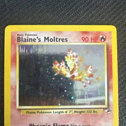 Blaine’s Moltres Rare Holo Gym Heroes 1/132 Pokemon Card WOTC Vintage NM/LP - Image 2