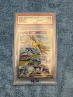 PSA 9 MINT Pokemon TCG Zapdos EX 202/165 S&V 151 Special Illustration Rare SIR - Image 1