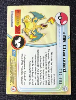 1999 Topps Pokemon Series 1 Charizard Foil #6 UK Edition Black Text Rare - Image 2