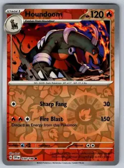 Pokemon TCG Scarlet & Violet Reverse Holo Houndoom 034/198 Common - Image 1