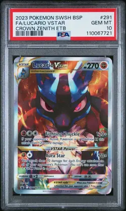 2023 POKEMON SWSH BLACK STAR PROMO 291 FULL ART/LUCARIO VSTAR PSA 10 - Image 1