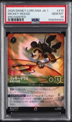 DISNEY LORCANA JA1 ENCHANTED #210 MICKEY MOUSE - ARTFUL ROGUE PSA 10 - Image 1