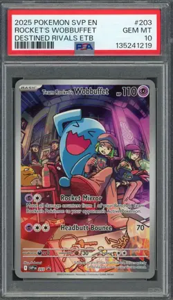 PSA 10 Team Rocket's Wobbuffet (Promo) Destined Rivals ETB #203 Pokemon Card B17 - Image 1