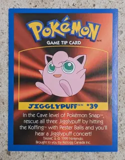 Pokemon Kellogg Game Tip Card Jigglypuff #39 - Image 1
