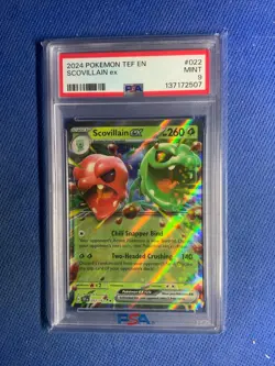 2024 Pokemon Temporal Forces Scovillain ex #022 PSA 9 Mint Graded Card - Image 1