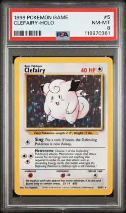1999 Pokemon Game Base Set Clefairy Holo #5 PSA 8 NM-MT - Image 1