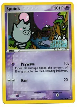 Pokemon Card: Spoink HOLO 62/100 Stamped EX Crystal Guardians Set Rare! EX/NM - Image 1