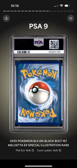 Meloetta Ex Pokemon Blk En-Black Bolt 167 Mint PSA 9 🍂🍁 - Image 2