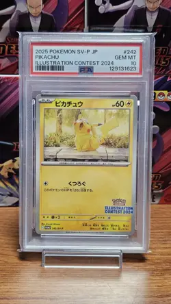 PSA 10 2025 POKEMON JAPANESE SV-P PROMO ILLUSTRATION CONTEST 2024 #242 PIKACHU - Image 1