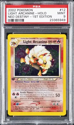 2002 POKEMON NEO DESTINY 1ST ED #12 LIGHT ARCANINE-HOLO PSA 9 - Image 1