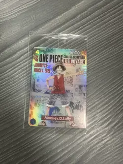One Piece Karte Monkey D. Luffy College Basketball US Promo Holo Sealed P-055 🏀 - Image 3