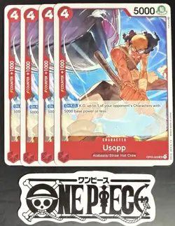 4x One Piece OP04-003 UC Usopp - English - Regular - Play Set - TCG - NM/M - Image 1