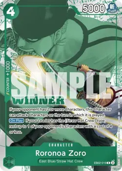 NM-Mint, English One Piece Roronoa Zoro (Winner Pack 2025 Vol. 3) - EB02-019 - R - Image 1