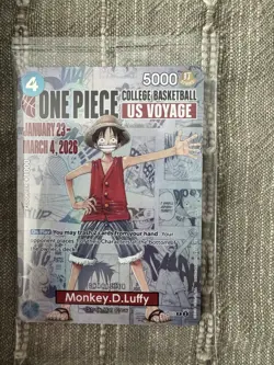 🔥One Piece Monkey D. Luffy College Basketball US Voyage Promo Card🔥 W/Poster! - Image 2