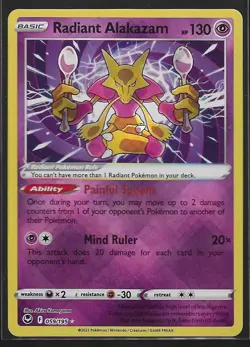 Radiant Alakazam 059/195 Shining Holo Silver Tempest Pokemon Card Near Mint - Image 1