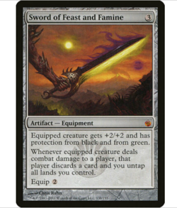 MTG Sword of Feast and Famine - Mirrodin Besieged - Near Mint **FOIL** - Image 1
