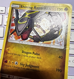 Shining Rayquaza 56/73 Pokemon Card 2017 Shining Legends HP/DMG Creases! - Image 5