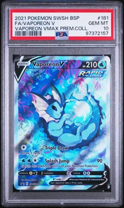 2021 POKEMON SWSH BLACK STAR PROMO #181 FULL ART/VAPOREON V PSA 10 - Image 1