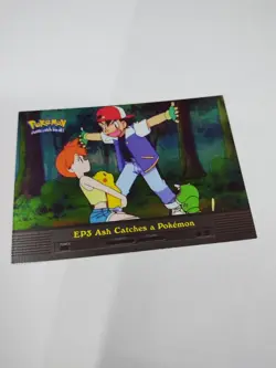 MINT Pokemon Topps EP3 Ash Catches a Pokemon TV Animation Rainbow Foil Blue Logo - Image 1
