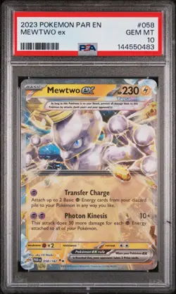 2023 POKEMON PAR EN-PARADOX RIFT #058 MEWTWO EX PSA 10 - Image 1
