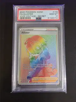 2020 Pokemon Sword and Shield Full Art Allister Secret Vivid Voltage 192 PSA 10 - Image 1