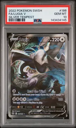2022 POKEMON SWORD & SHIELD SILVER TEMPEST #186 FULL ART/LUGIA V PSA 10 - Image 1