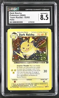 CGC 8.5 Dark Raichu 2000 Team Rocket 83/82 Holo Pokemon Card - Image 1