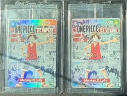 One Piece Monkey D. Luffy US Voyage College Basketball Promo Card x2 - Image 1