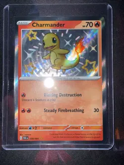 Pokemon TCG Charmander Holo Shiny Rare Card 109/091 Sv: Paldean Fates - Image 1