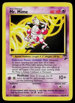 Pokemon Card - Mr. Mime Base Set 2 27/130 Rare - Image 1