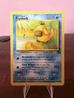 Pokemon TCG Psyduck Fossil Unlimited Common Card 53/62 Good Condition LP 1999 - Image 1