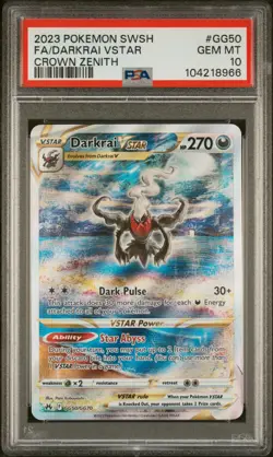 2023 POKEMON SWORD & SHIELD CROWN ZENITH #GG50 FULL ART/DARKRAI VSTAR PSA 10 - Image 1