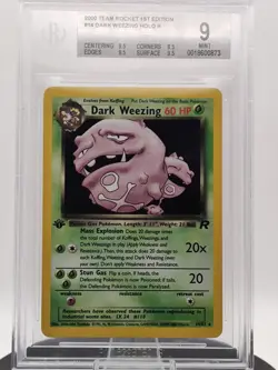 Pokemon 1st Edition Dark Weezing 14/82 Team Rocket Holo BGS 9 - Image 1