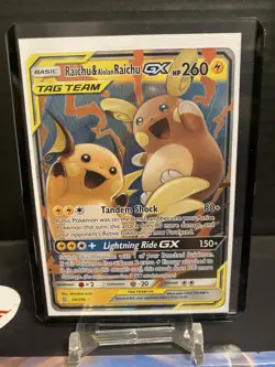 2019 Pokemon Sun Moon Cosmic Eclipse Raichu Alolan Raichu GX FA #54/236 NM - Image 1