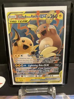 2019 Pokemon Sun Moon Cosmic Eclipse Raichu Alolan Raichu GX FA #54/236 NM - Image 2