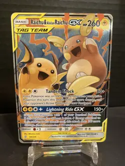 2019 Pokemon Sun Moon Cosmic Eclipse Raichu Alolan Raichu GX FA #54/236 NM - Image 3